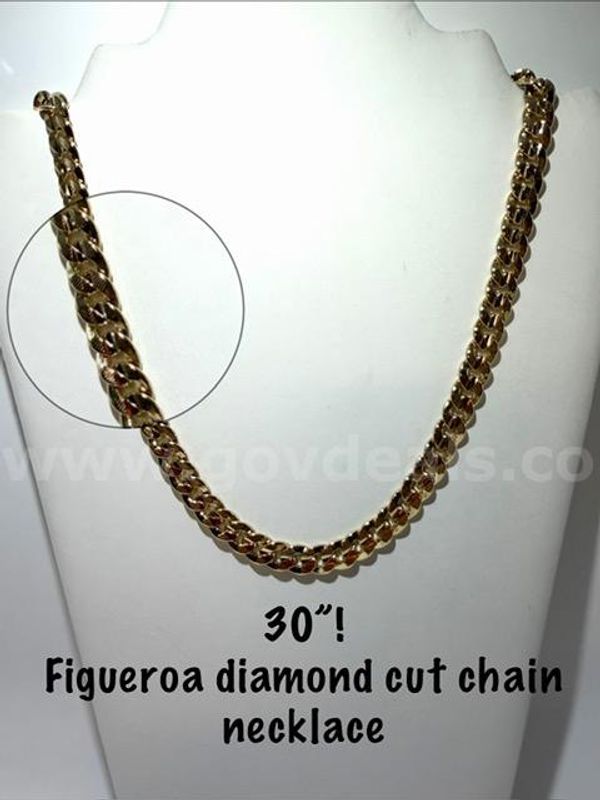 Stunning, 24k Gold Filled, 30 Inch Diamond Cut Flat Figueroa Chain Necklace