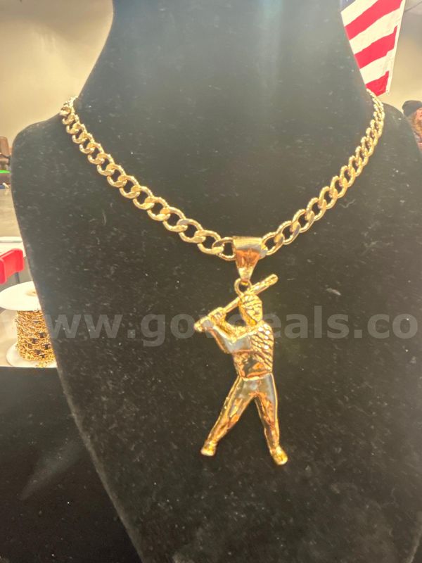 24k Gold, 24” Specialty Necklace W/Player Pendant. FREE SHIPPING W/ BUY IT NOW!!