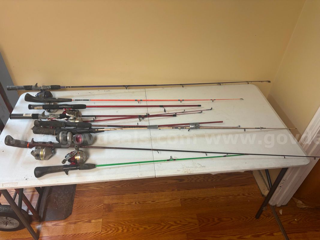 A lot of standard fishing poles.