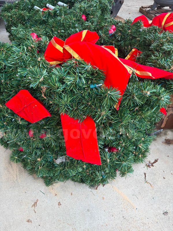 Christmas Wreaths with light candle sticks for hanging on poles for display