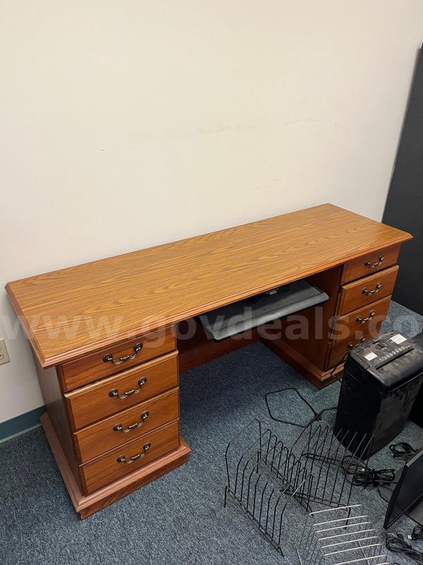 Office Desk, Cabinet, Chairs, & Lamp