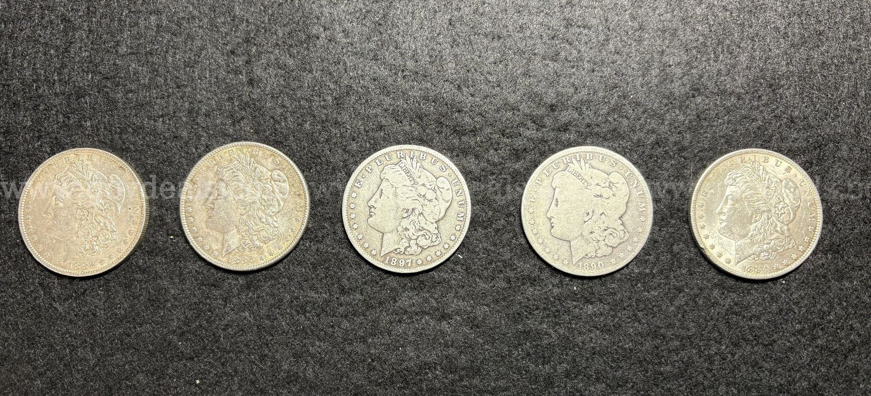 Five Morgan Dollars