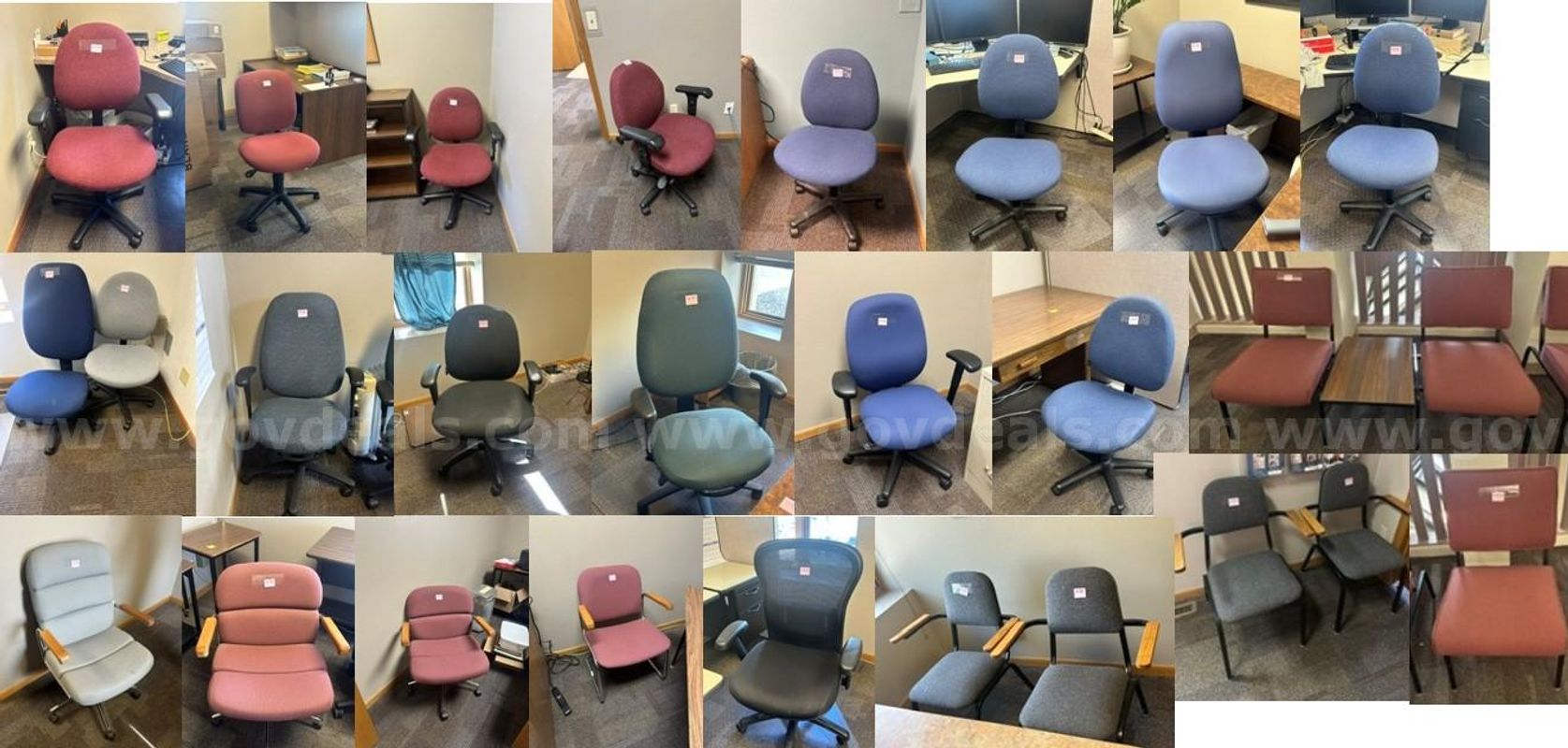 Lot of 19 Rolling Office Chairs and 8 Chairs