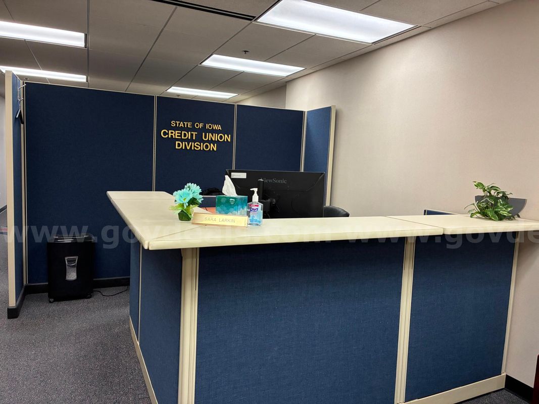 Lot of used blue cubicles + reception