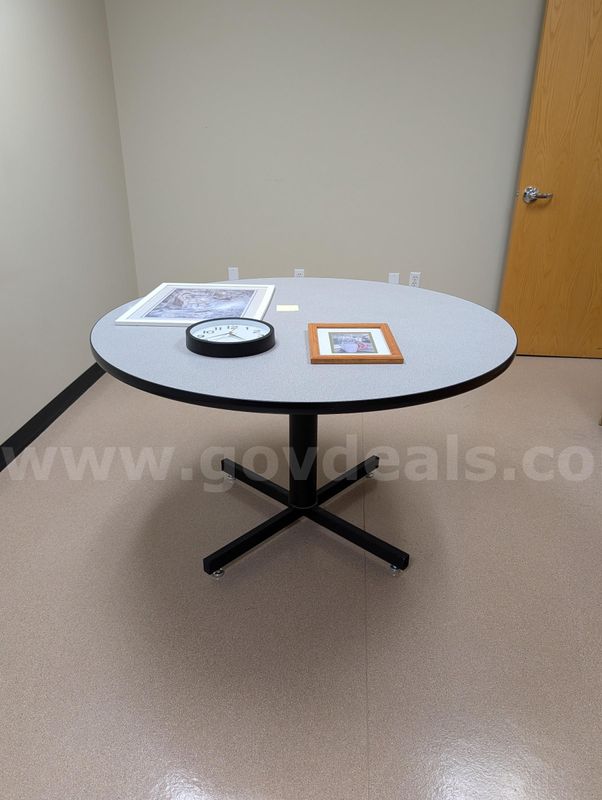 Complete Office Breakroom Lot – Black Side-by-Side Fridge, Microwave, Table & Decor