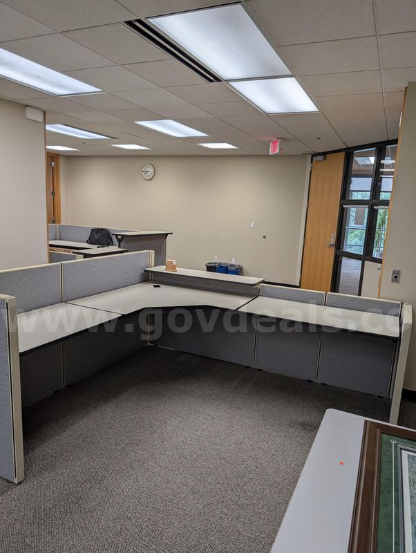 Modular Office Workstation Lot – Cubicle Desk System, 2 File Cabinets, Conference Table & Seating