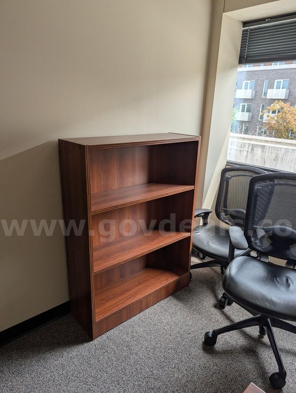 Complete Office Furniture Set – Executive Desk, 4-Drawer Lateral File Credenza, 3-Shelf Bookcase,