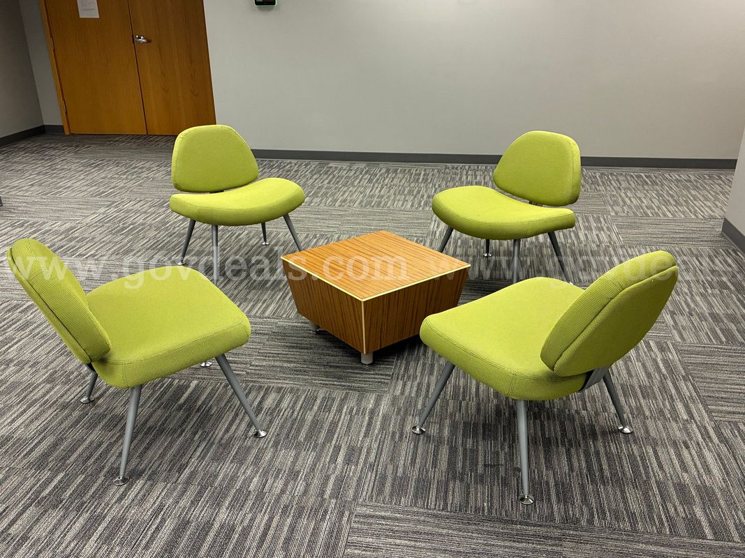 office reception seating, filing cabinets, table, desk chair
