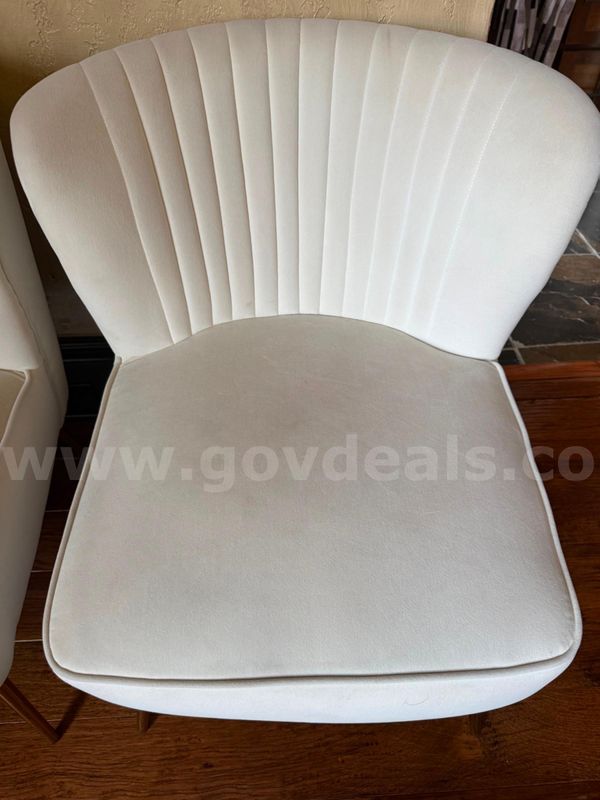 Pair of 2 White velvet Luxury Comfort Chairs (1 of 2)