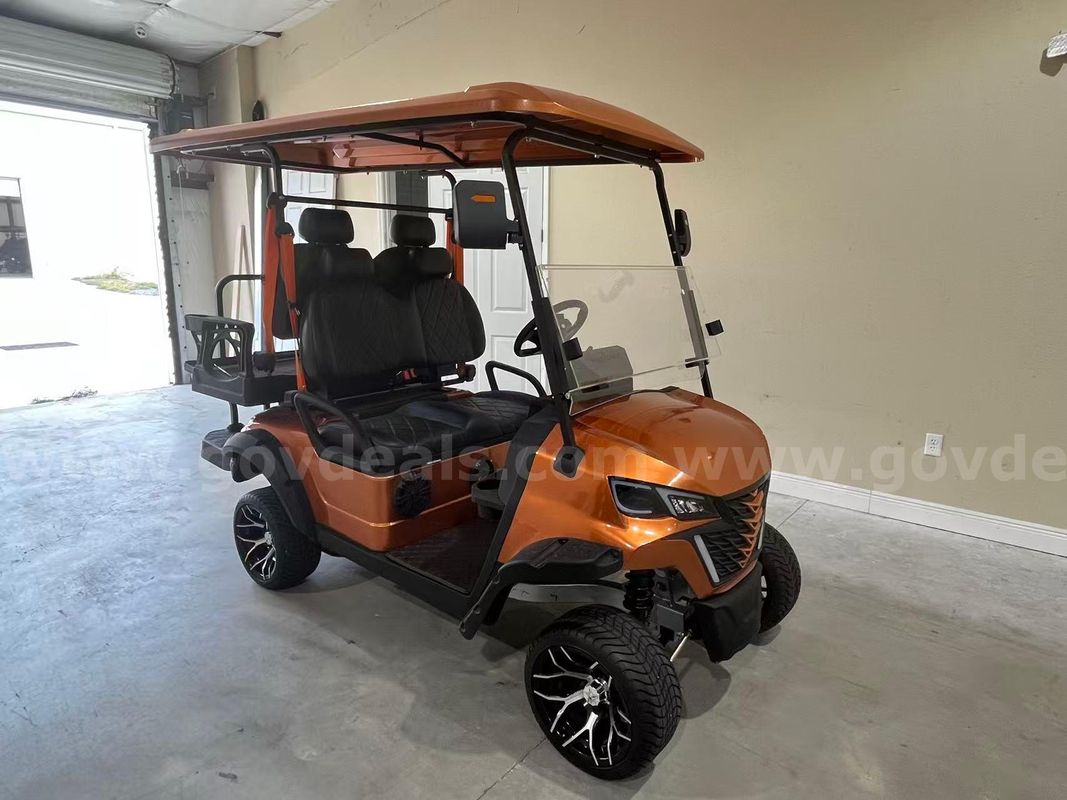 NEW KK 2+2 Orange 4-Passenger Electric Golf Cart, 0 Miles, No Battery