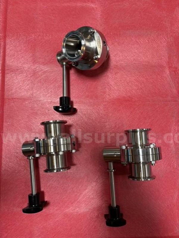 Set of 3 1-1/2" Alfa Laval sanitary butterfly valve