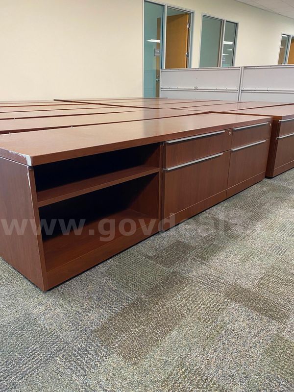 Steelcase walnut work double draw tables