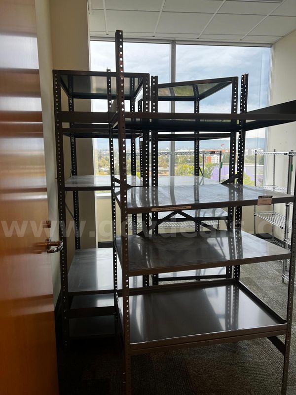 3 Gray metal racks