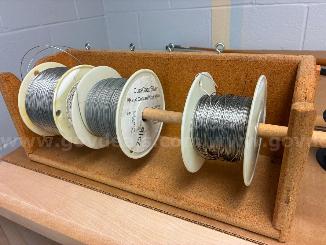 Stainless Steel Picture Hanging Wire (7) with holder and (6) boxes of 1/2" eye screws