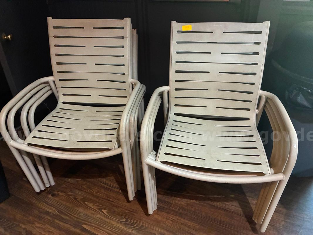 (8) Metal Chairs with Plastic Seating