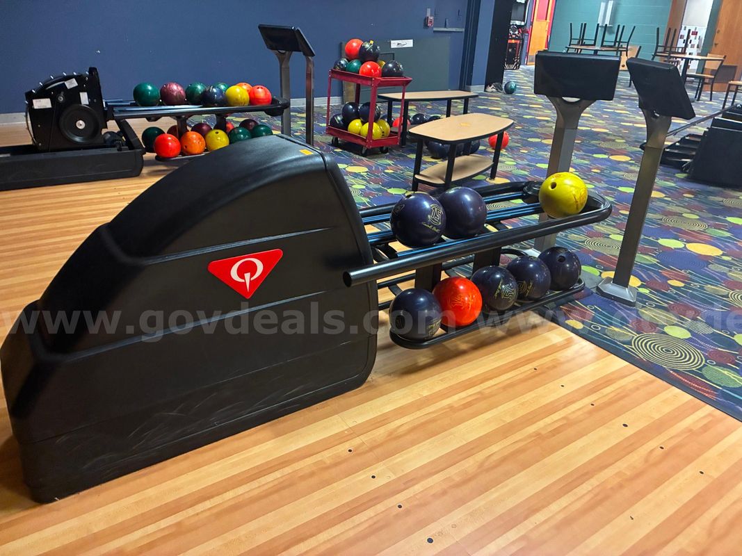Bowling Machine with TV stands and Ball Racks