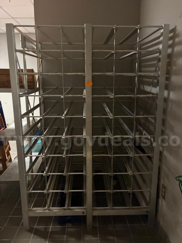 commercial-grade gravity-fed can storage rack, specifically designed to organize large pantry inventory
