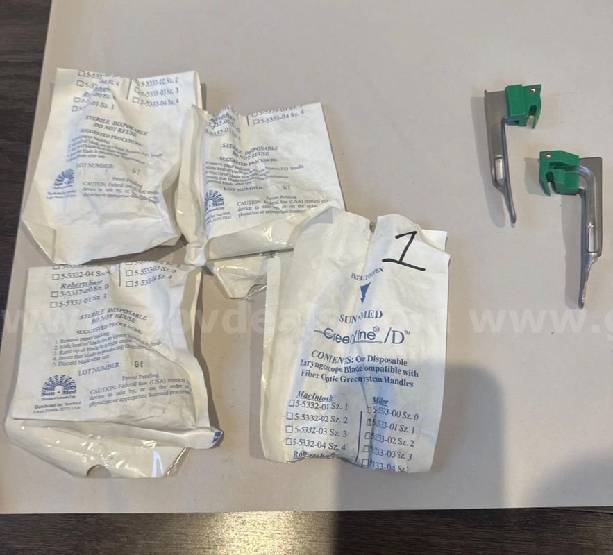 6x LOT. Greenline Miller 1 Laryngoscope Blade, Fiber Optic Infant pediatric intubation shipping only