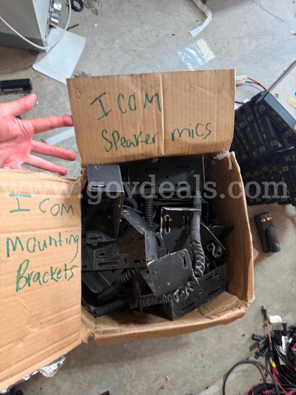 Lot of Icom radios mobile mounting brackets and hand mics shipping only