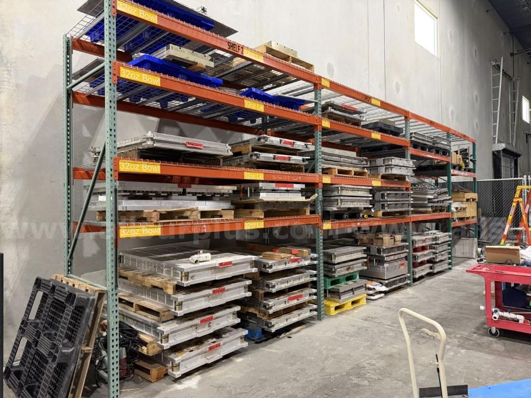 Pallet Racking, Unarco Style Teardrop with Gravity Hook, 12ft and 16ft Uprights and 10ft and 12ft Beams, Qty 7 Uprights