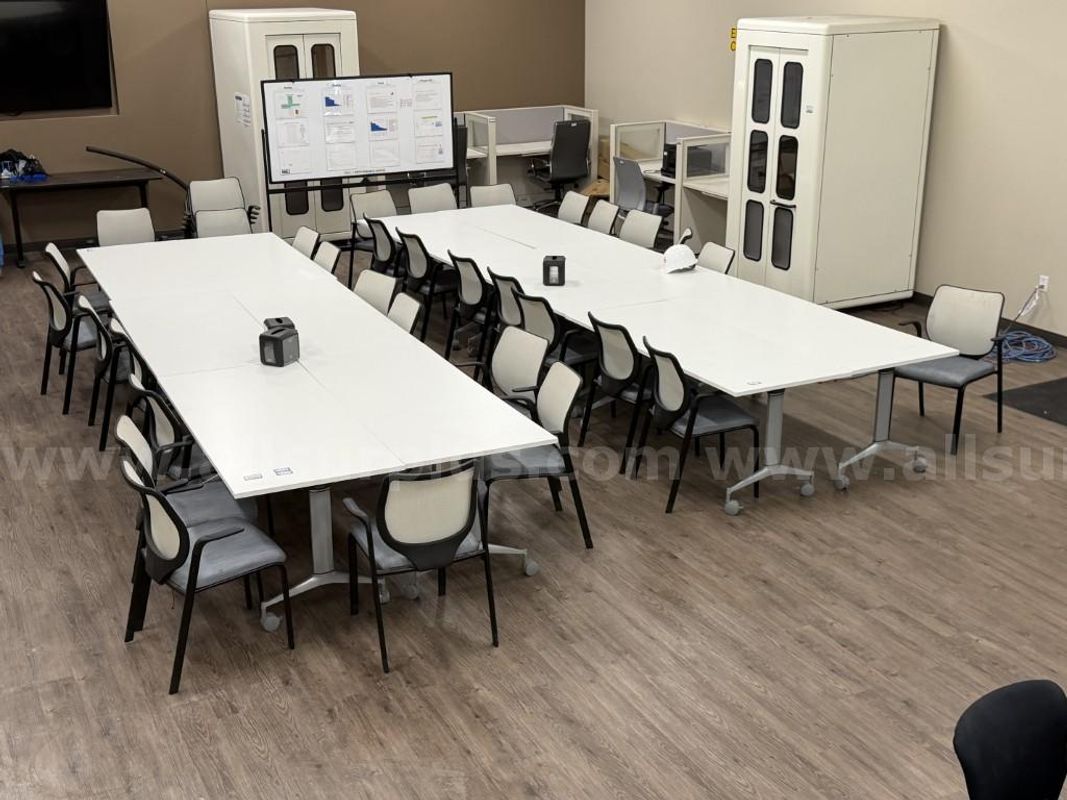 Office Tables, Chairs and White Board, Qty 49 Pcs
