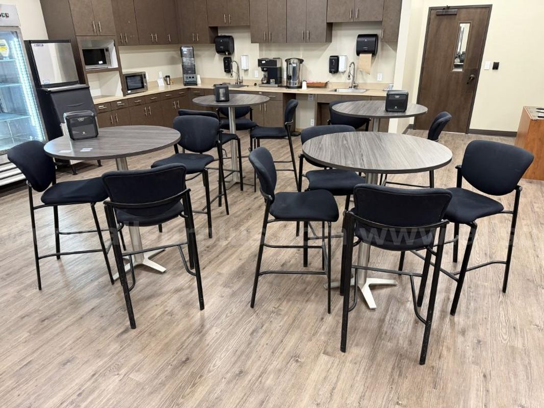 Tables, High Top Tables and Chairs, Round, Qty 16 Pcs
