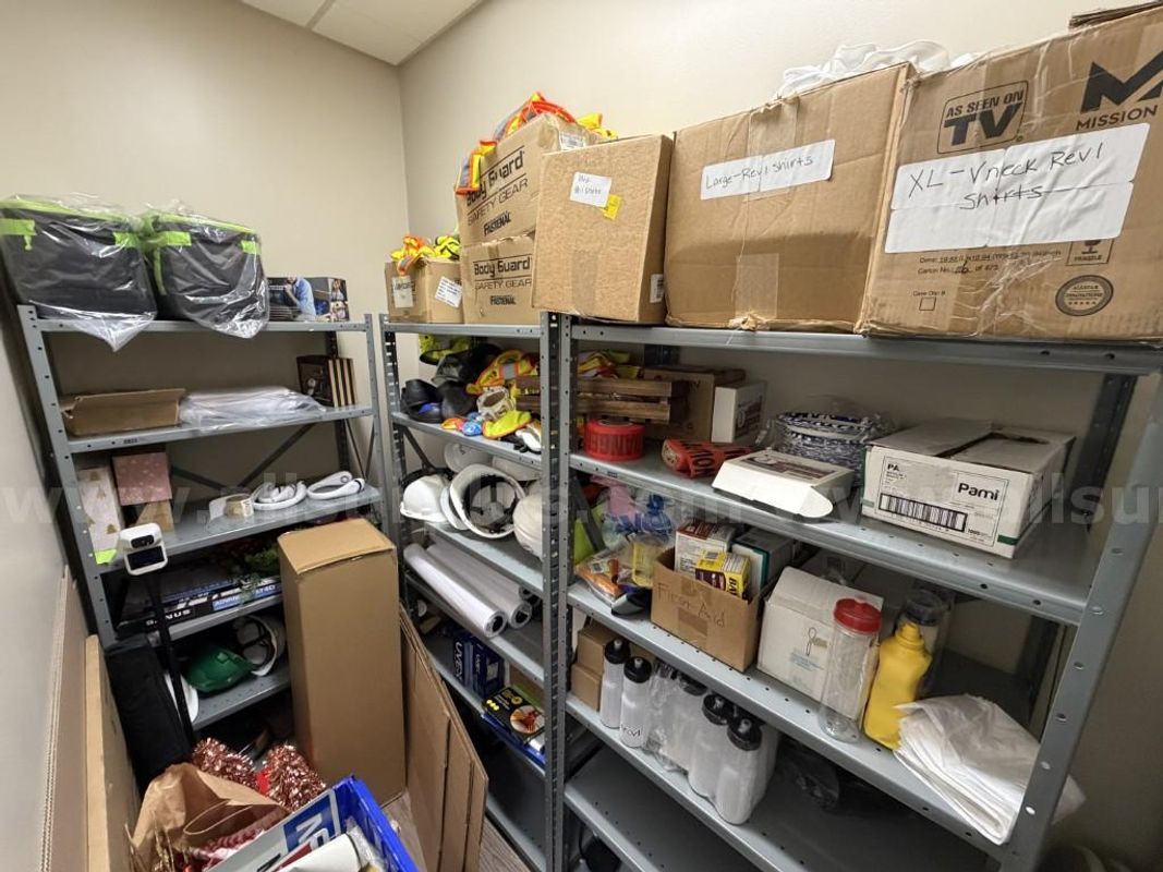 Office Supplies, TV Mount, PPE, Merchandise, Decorations and Shelving, 1 Lot
