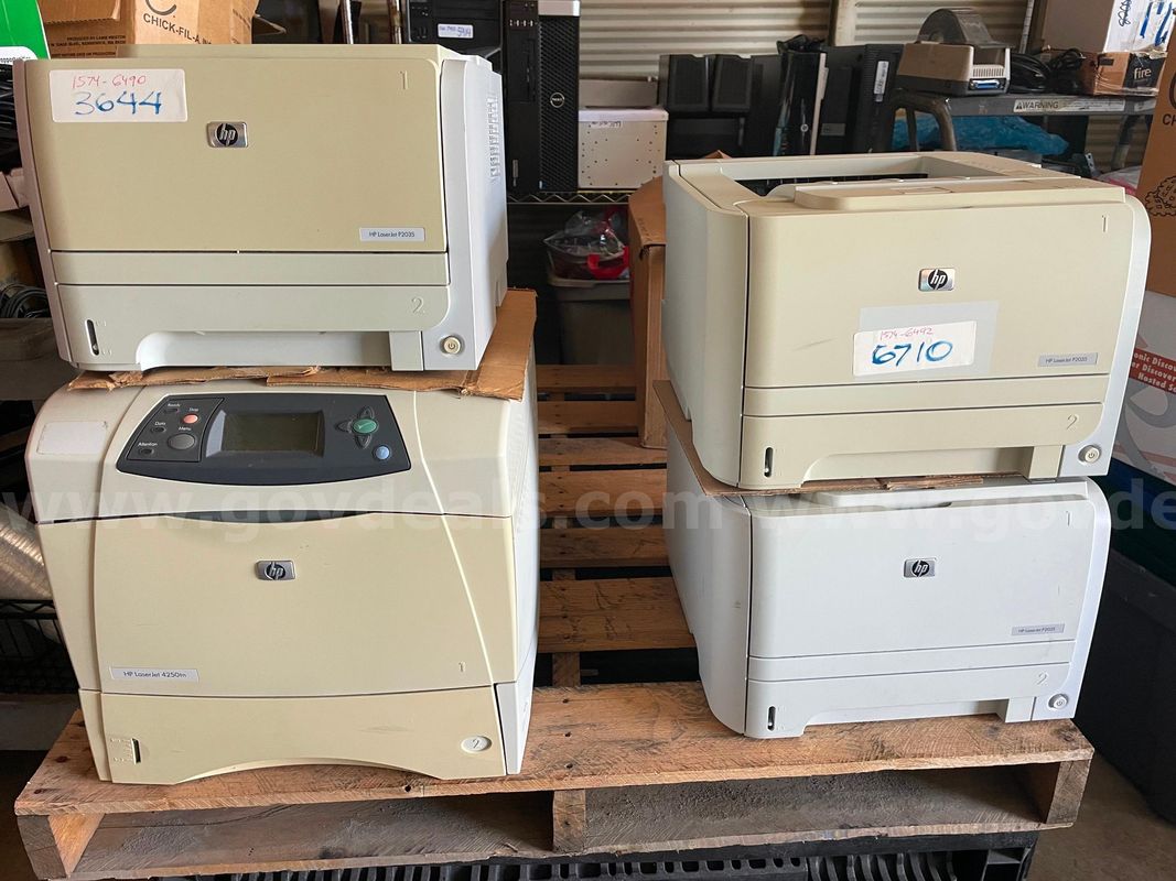 Lot of 4 HP LaserJet Printers, 3x P2035, 1x 4250tn
