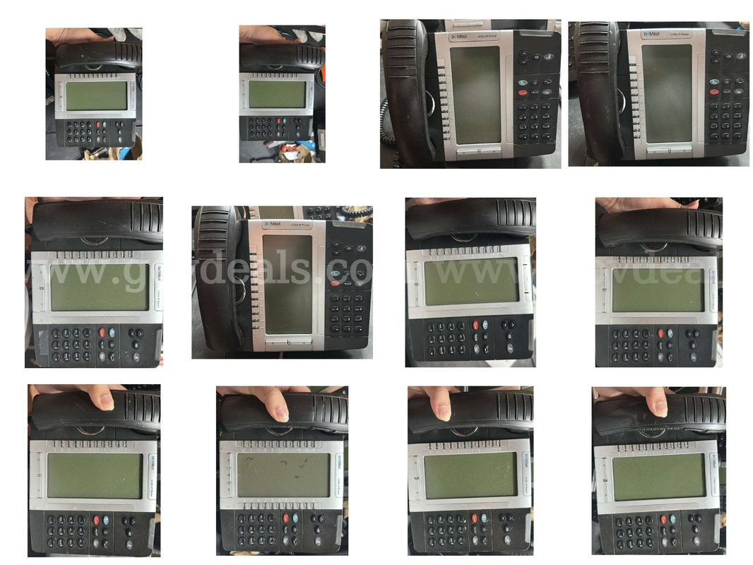 Lot of 12 Mitel 5330e IP Phones with Handsets and Power Sources, Black, Used