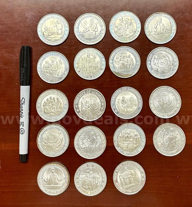 19 Count Life of Lincoln Silver Medallions (1lb 4.5oz)