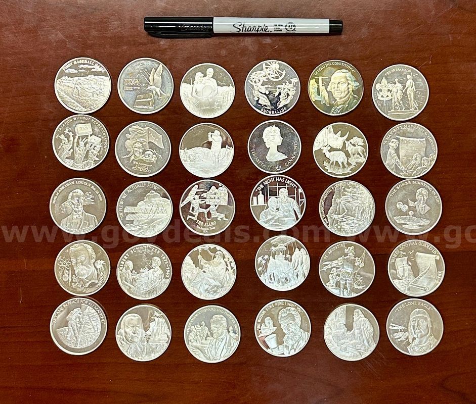 30 Silver Medallions American History Theme (29oz)