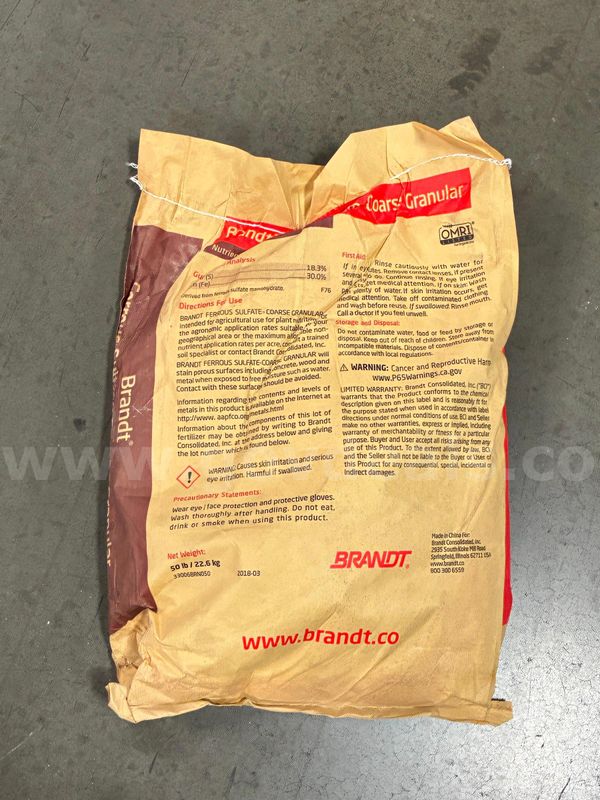 BRANDT® Ferrous Sulfate - Iron and Sulfur fertilizer