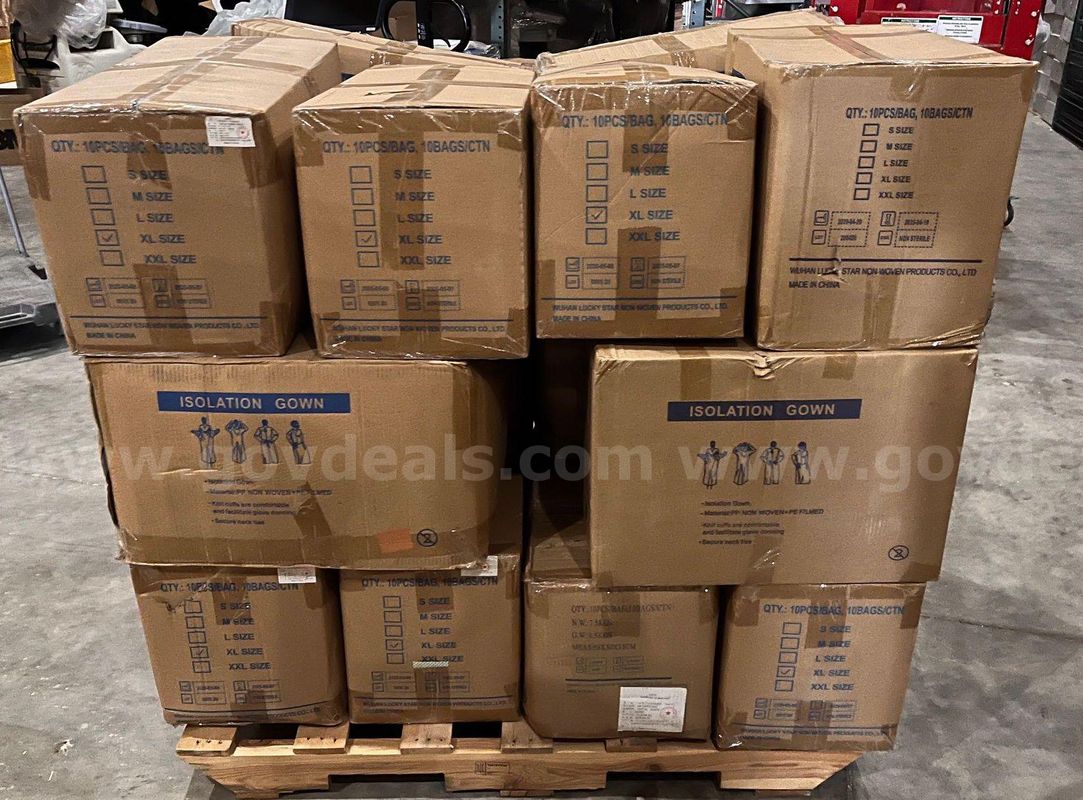 5 Pallets of Disposable Gowns Knit Cuffs and Secure Neck ties 18 per pallet Size XL