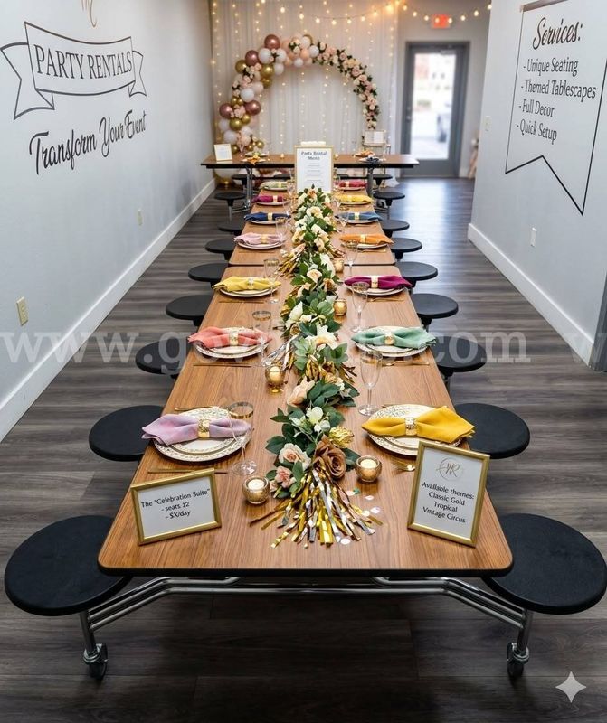 12' Cafeteria Table with 12 Stools 30 units