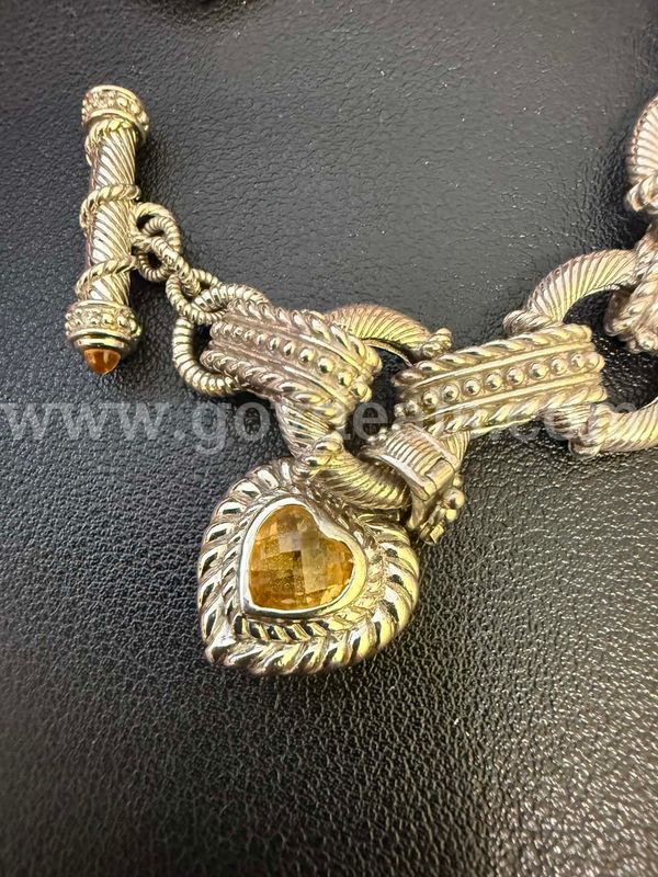 Judith Ripka Sterling Silver Citrine Heart Toggle Bracelet – 57 Grams-Free Gift And Shipping!