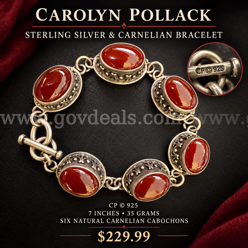 Carolyn Pollack/Relios sterling silver and-carnelian bracelet. 35 GRAMS OF SILVER!!!! 20% off!!!