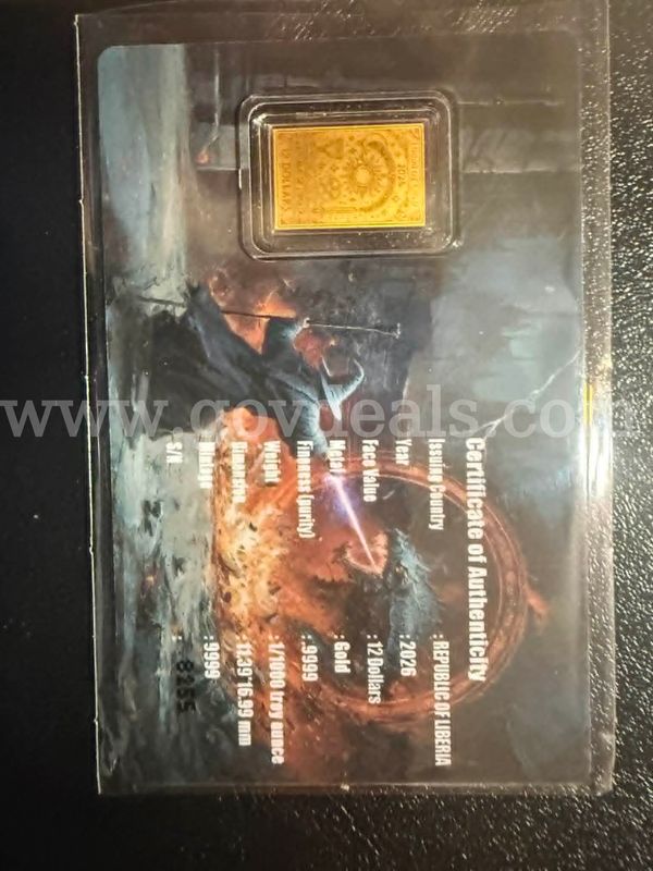 2026 Republic of Liberia "The Magician" 1/1000 oz Gold Coin Bar WITH COA