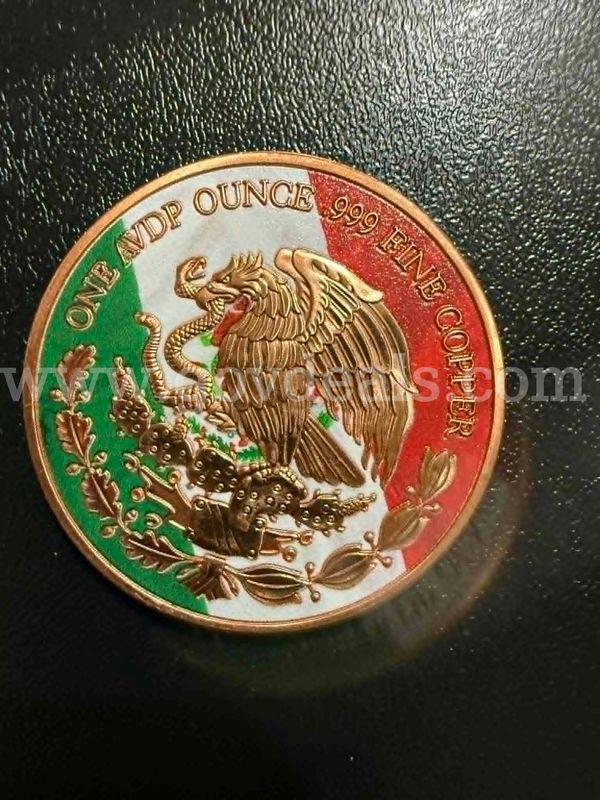 Colorized 2024 Mexican Libertad Tribute 1 oz Pure Copper Round