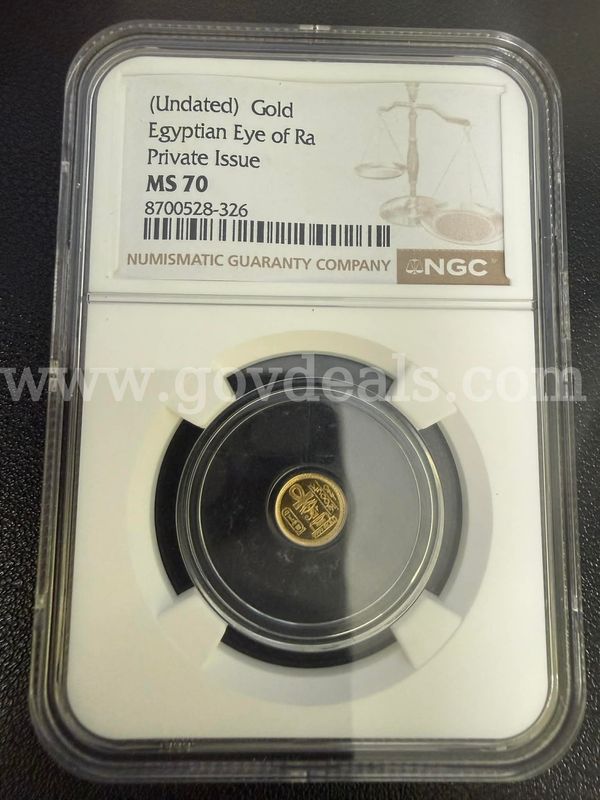 NGC MS70 Flawless Gold Egyptian Eye of Ra – Private Issue