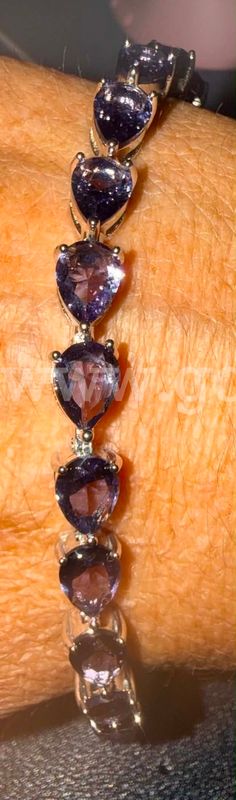 NEW Purple Pear-Cut Stone Bracelet – Silver-Tone Setting-8 -8.5 INCH- FREE SHIPPING