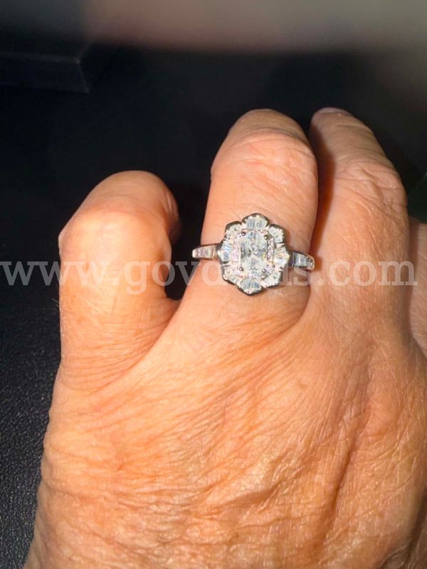 New 1.59 CTW Moissanite Halo Ring – Sterling Silver – Size 9- 75% OFF!!!