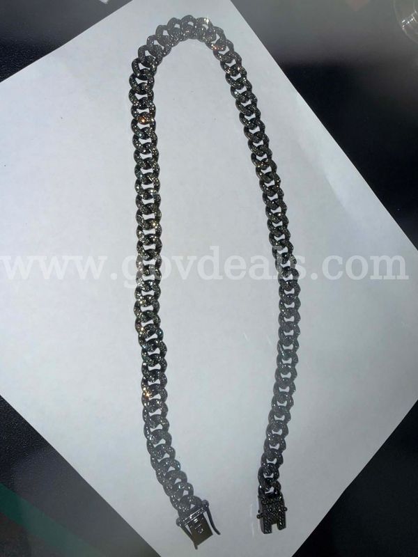 NEW 18″ BLACK CZ CUBAN-LINK NECKLACE — STEEL- NICE!!