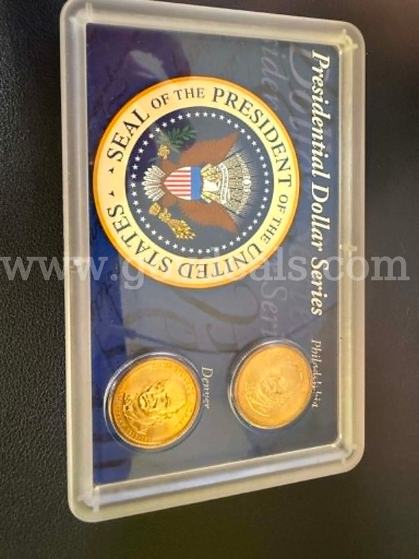 2008 John Quincy Adams Presidential $1 Coin Set P & D Mints Display Holder