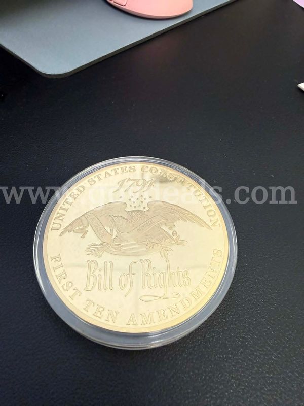 1791 Bill of Rights Commemorative Medallion*24K Gold Layered*40mm Diameter*First Ten Amendment Series
