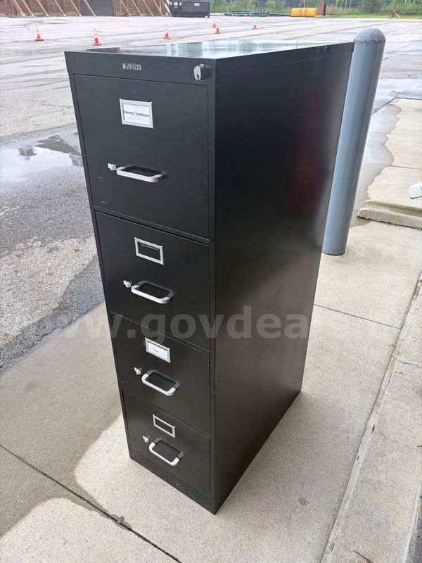Black Metal File Cabinet - 4 drawer - 52" Tall x 26.5" deep x 14.5" wide