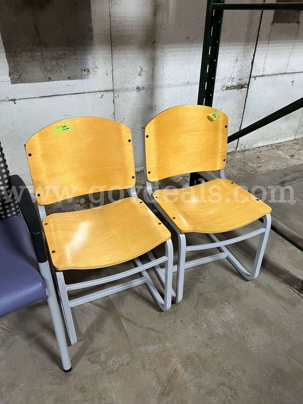 Wooden Chairs with Metal Frame