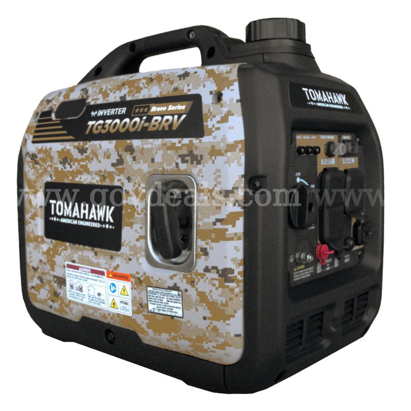 Tomahawk 3,000/2,800-Watt Gasoline Powered Super Quiet Portable Power Inverter Generator, 120V Outlet