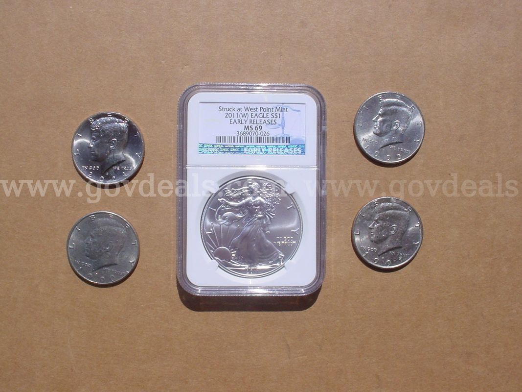 Eagle S silver coin,Kennedy half dollars