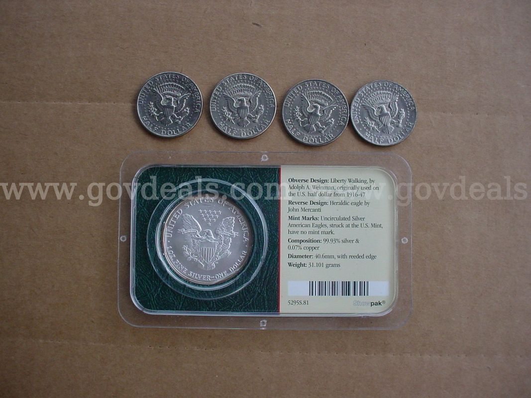 2005 Silver American Eagle,Kennedy half dollars