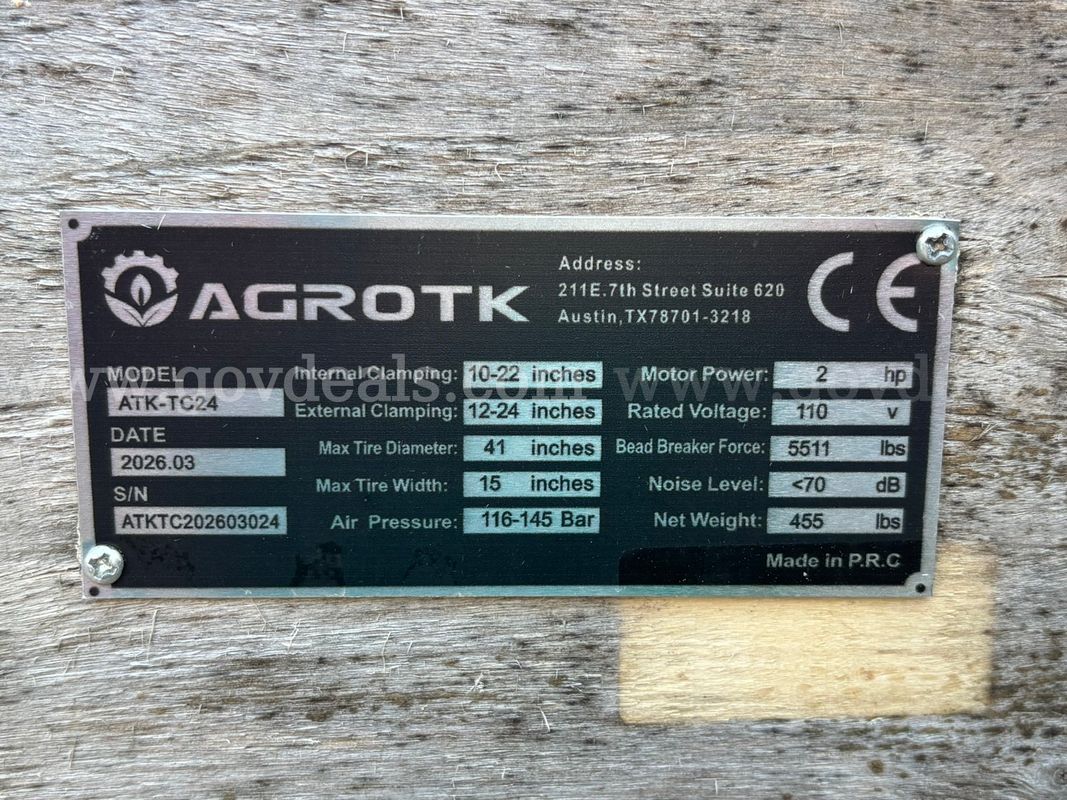 2026 AGT ATK-TC24 Tire Changer (Unused)